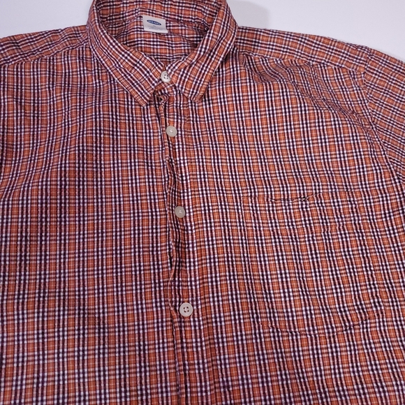 Old Navy Shirt Sleeve Orange Gingham Shirt - Picture 3 of 15